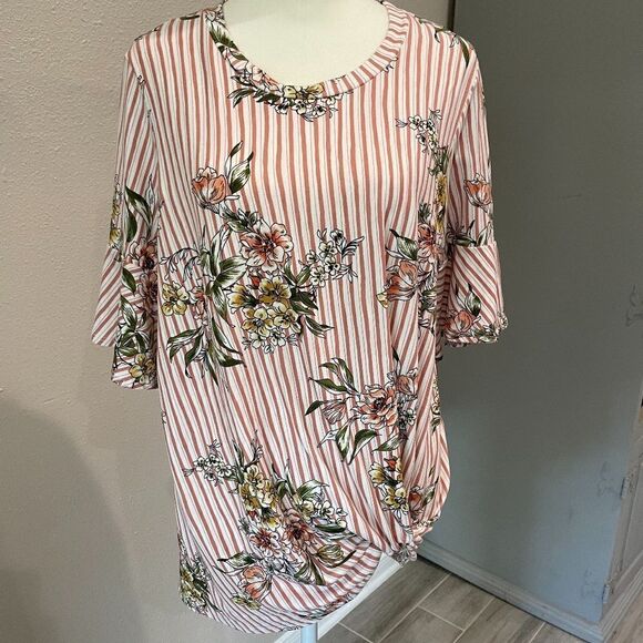CHRIS & CAROL Boutique Floral Twist Top - S - Picture 1 of 6